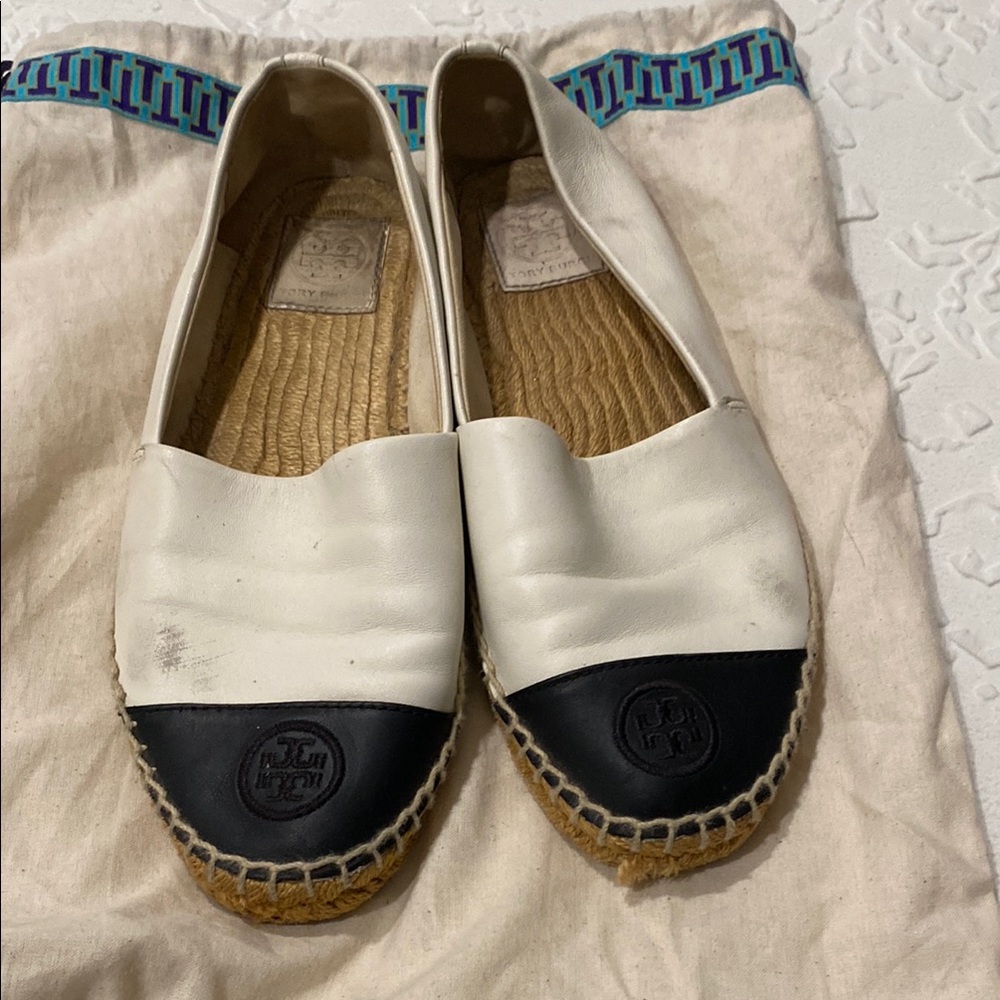 Tory Burch Women's White and Black Espadrilles